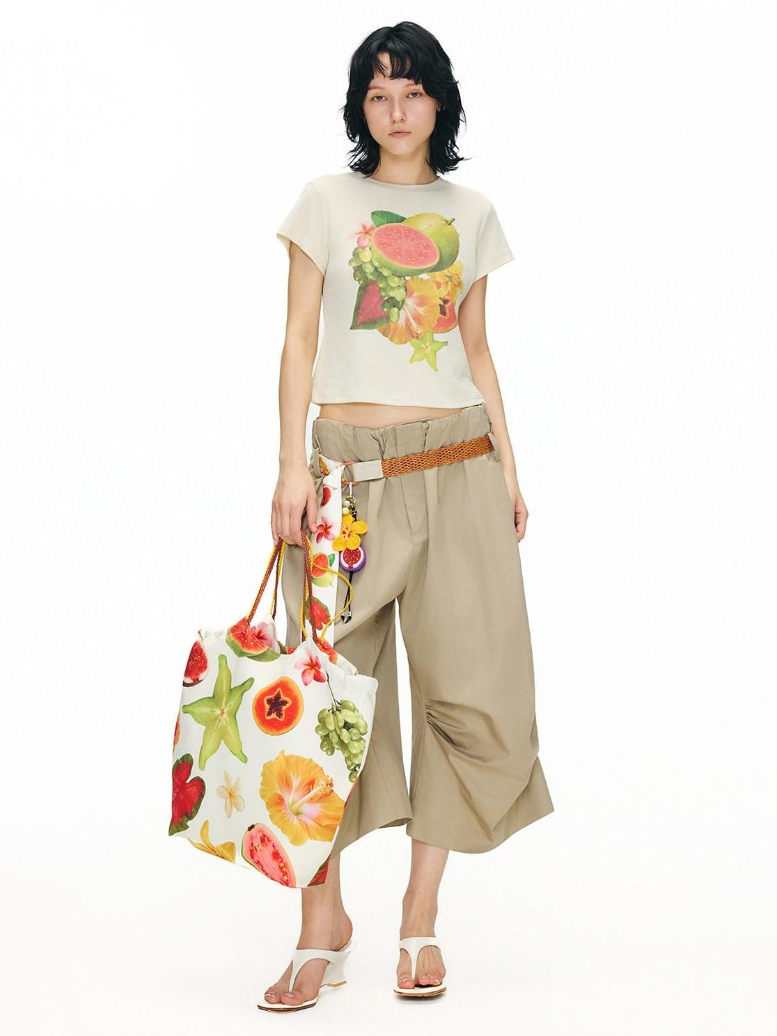 OuttheBlue Soft Lyocell Blend Relaxed Wide Leg Pleated Women Natural Waist Chinos
