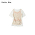 OuttheBlue Soft Lyocell Fabric Casual Loose Fit Printed Women Short Sleeve T-Shirts