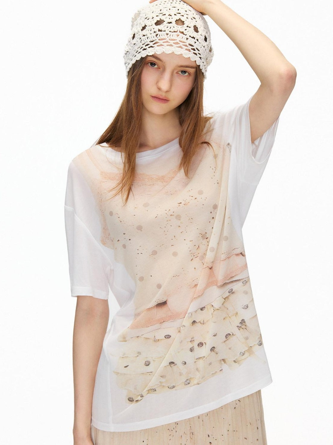 OuttheBlue Soft Lyocell Fabric Casual Loose Fit Printed Women Short Sleeve T-Shirts