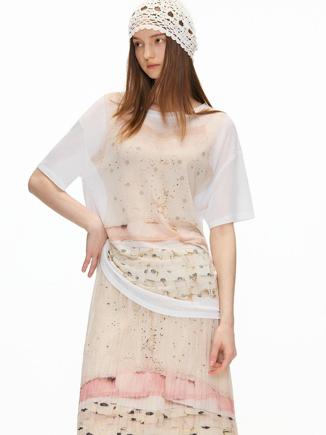 OuttheBlue Soft Lyocell Fabric Casual Loose Fit Printed Women Short Sleeve T-Shirts