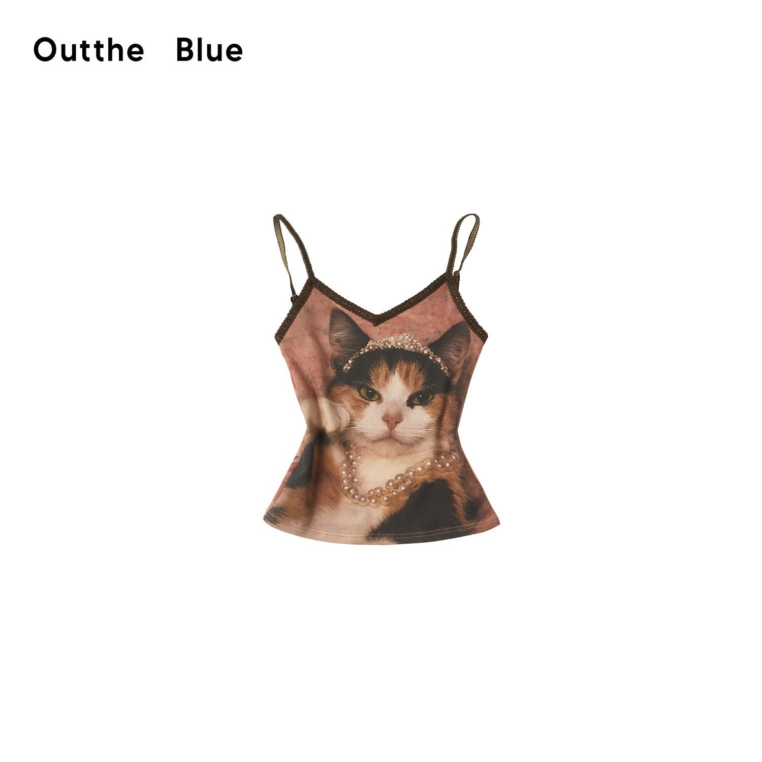 OuttheBlue Soft Pink Cotton V-neck Slim Fit Printed Animal Short Length Women Camisoles