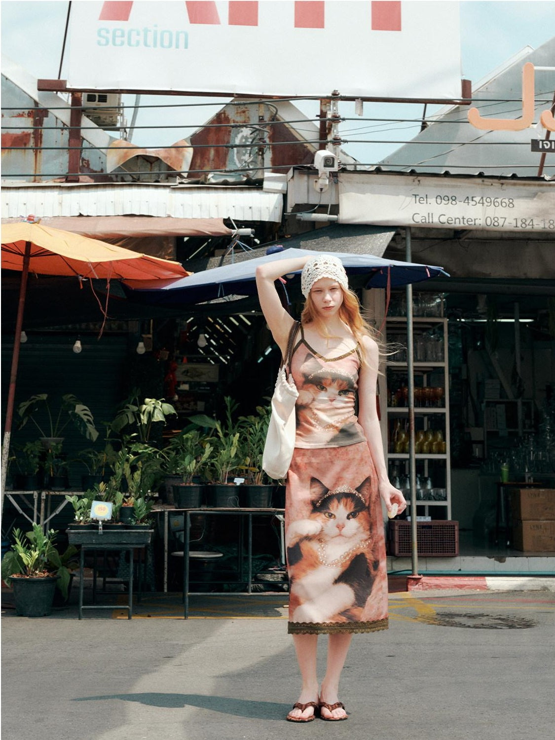 OuttheBlue Soft Pink Cotton V-neck Slim Fit Printed Animal Short Length Women Camisoles