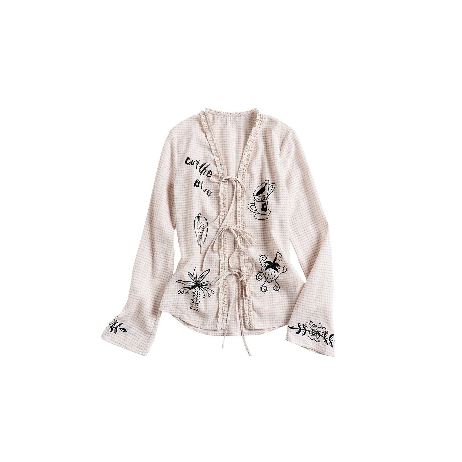 OuttheBlue_Soft_Polyester_Slim_Tie_V-neck_Casual_Long_Sleeve_Cartoon_Print_Womens_Cardigans_MISSTT