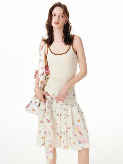 OuttheBlue Soft Stretch Cotton Viscose Blend Fitted Layering Beige Brown Tank Camisoles