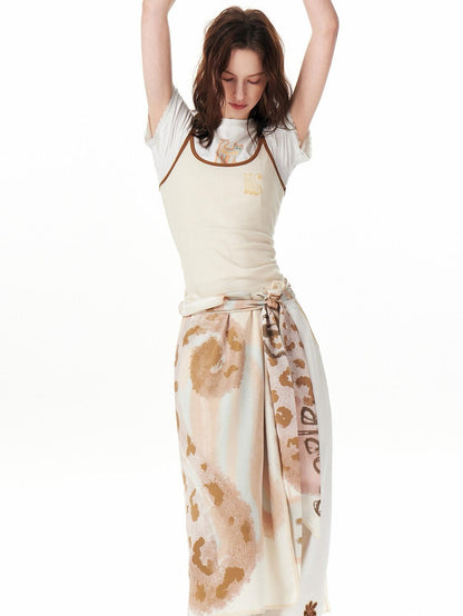 OuttheBlue Soft Stretch Cotton Viscose Blend Fitted Layering Beige Brown Tank Camisoles