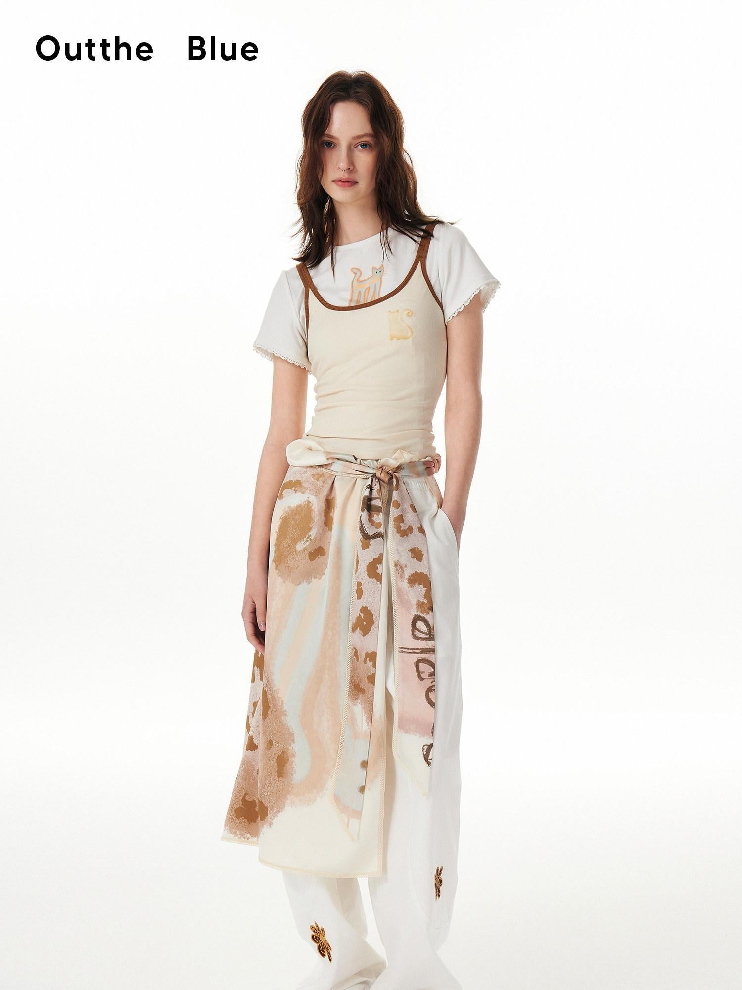 OuttheBlue Soft Stretch Cotton Viscose Blend Fitted Layering Beige Brown Tank Camisoles