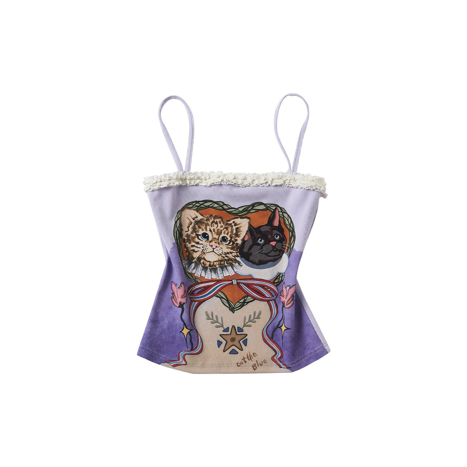 OuttheBlue Soft Viscose Cotton Blend Slim Fit Cropped Animal Print Women Purple Camisoles