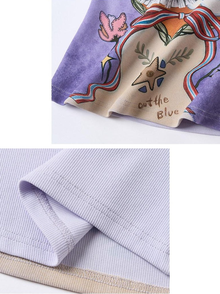 OuttheBlue Soft Viscose Cotton Blend Slim Fit Cropped Animal Print Women Purple Camisoles