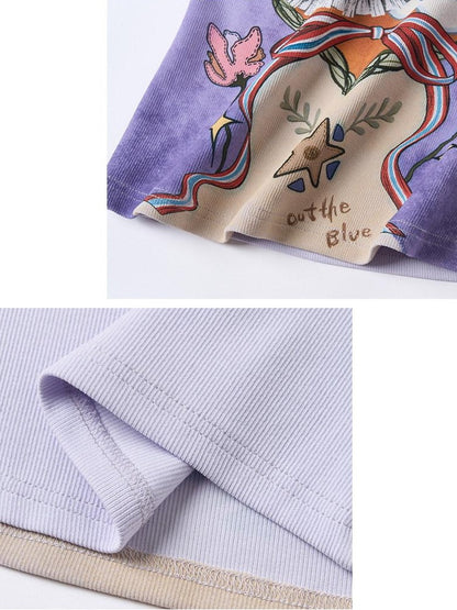 OuttheBlue Soft Viscose Cotton Blend Slim Fit Cropped Animal Print Women Purple Camisoles