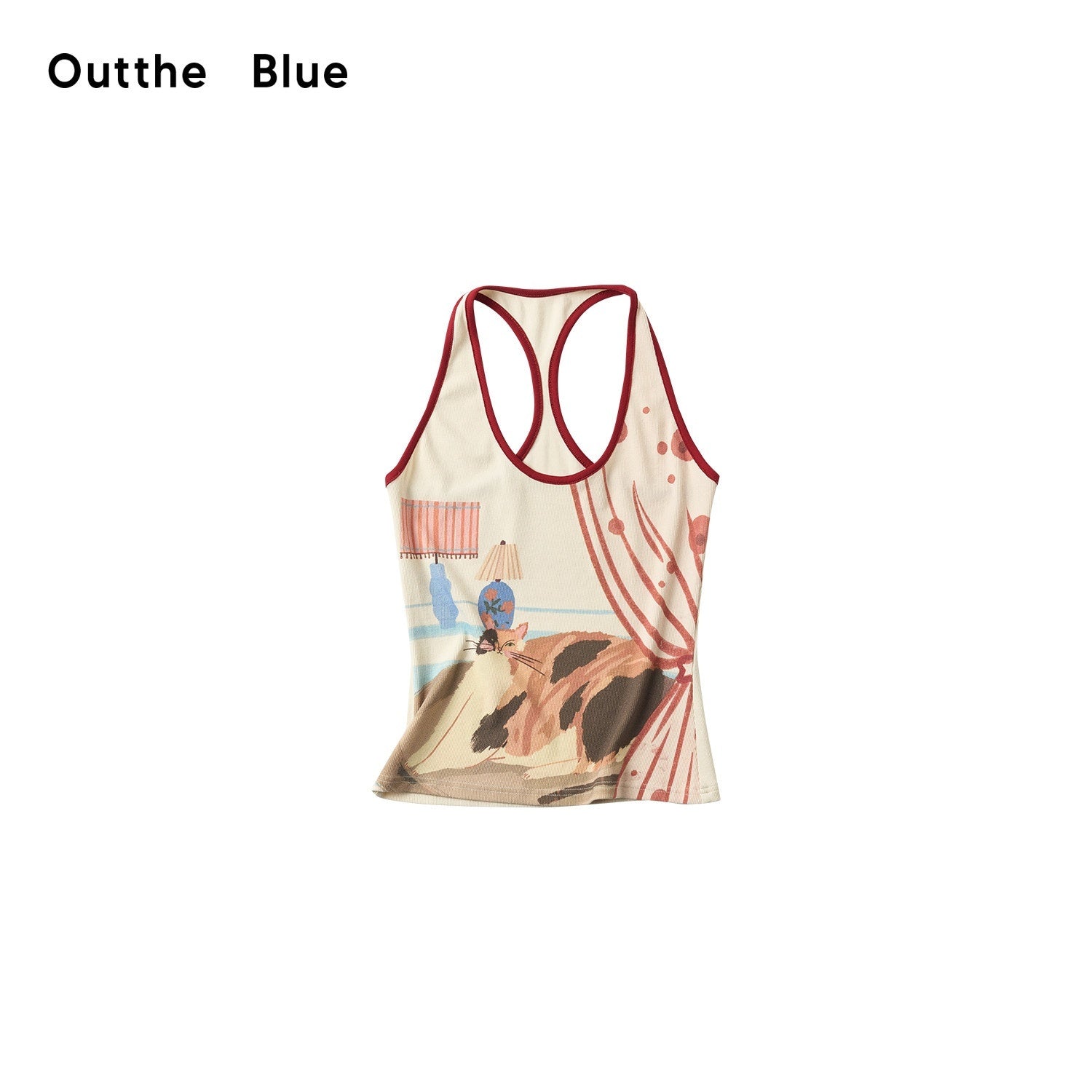 OuttheBlue Soft Viscose Printed Slim U Neck Racerback Cropped Women Casual Tank Tops