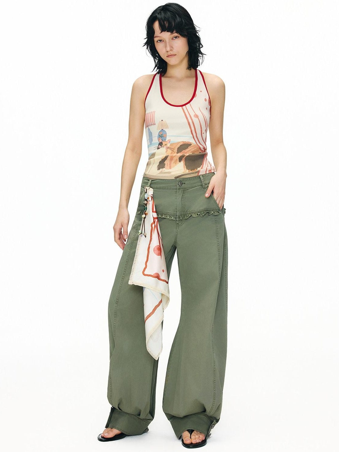 OuttheBlue Soft Viscose Printed Slim U Neck Racerback Cropped Women Casual Tank Tops