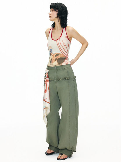 OuttheBlue Soft Viscose Printed Slim U Neck Racerback Cropped Women Casual Tank Tops