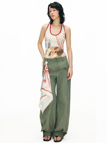 OuttheBlue Soft Viscose Printed Slim U Neck Racerback Cropped Women Casual Tank Tops