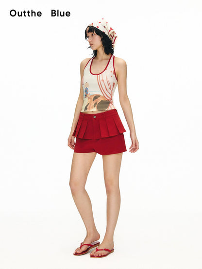 OuttheBlue Soft Viscose Printed Slim U Neck Racerback Cropped Women Casual Tank Tops