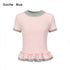 OuttheBlue Soft Viscose Stretch Cute Slim Fit Colorblock Cropped Short Sleeve T-Shirts