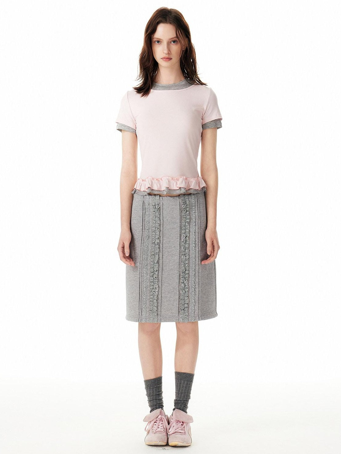 OuttheBlue Soft Viscose Stretch Cute Slim Fit Colorblock Cropped Short Sleeve T-Shirts