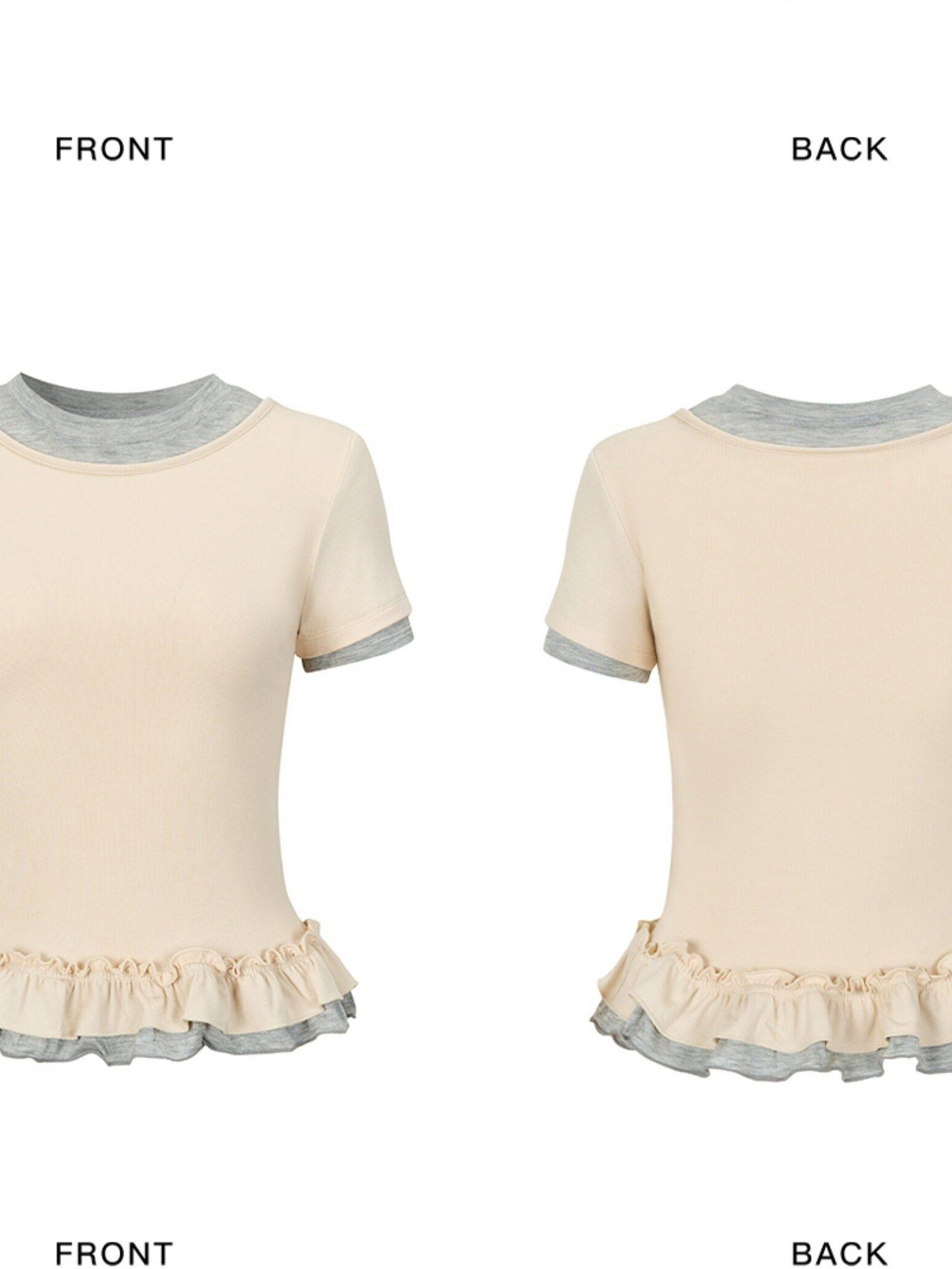 OuttheBlue Soft Viscose Stretch Cute Slim Fit Colorblock Cropped Short Sleeve T-Shirts