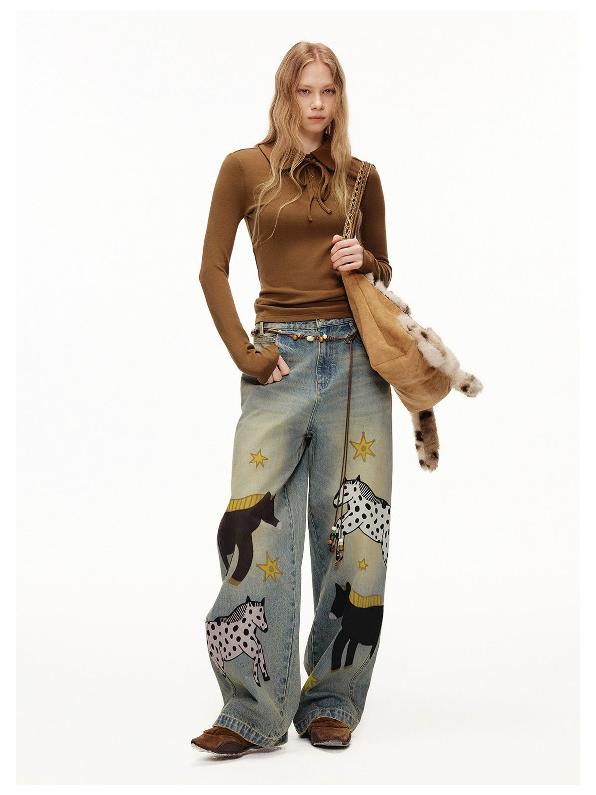 OuttheBlue Soft Viscose Wool Blend Slim Fit Henley Long Sleeve Casual Women Cocoa T-Shirt