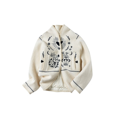 OuttheBlue_Soft_Wool_Blend_Loose_Drop_Shoulder_V-neck_Short_Floral_Beige_Cardigans_MISSTT