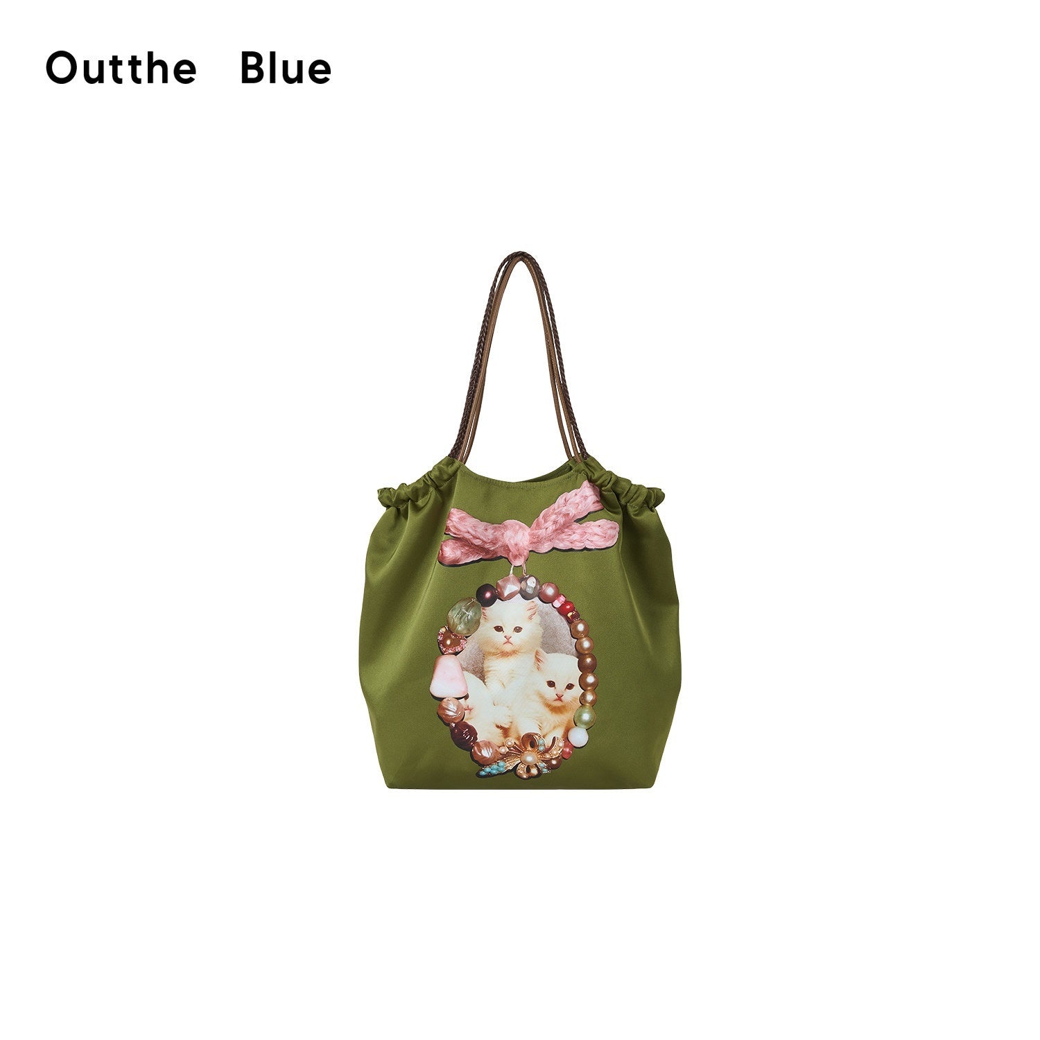 OuttheBlue_Spacious_Olive_Green_And_Cream_Commuter_Tote_For_Women_New_Arrival_Handbags_MISSTT