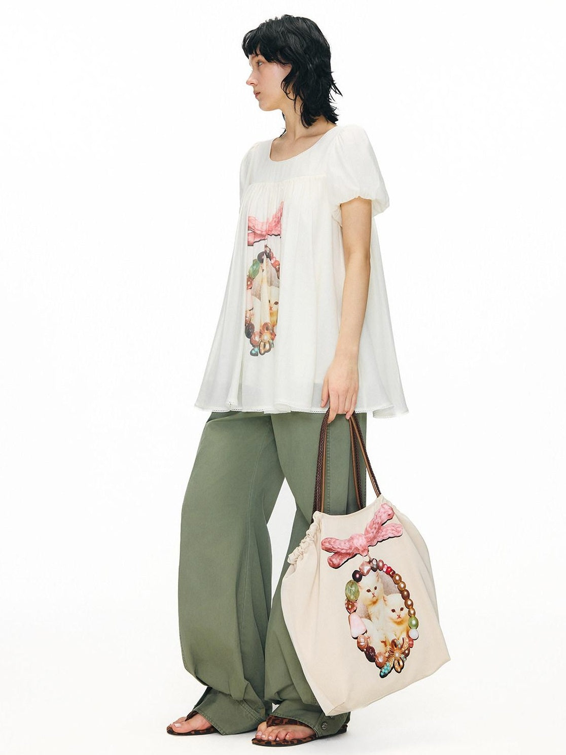 OuttheBlue Spacious Olive Green And Cream Commuter Tote For Women New Arrival Handbags