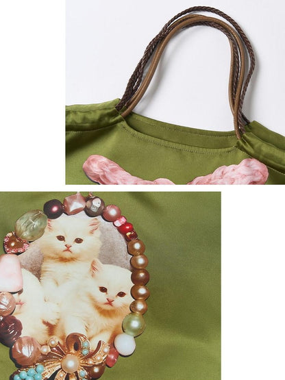 OuttheBlue Spacious Olive Green And Cream Commuter Tote For Women New Arrival Handbags