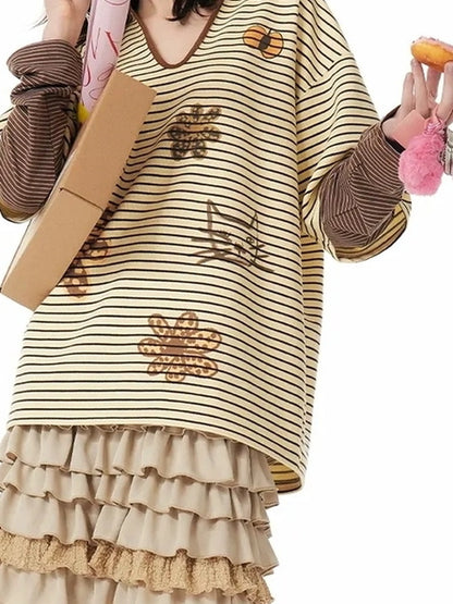 OuttheBlue Stacked Pleated Midi Cake Skirt In Khaki