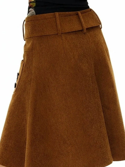 OuttheBlue Starry Corduroy A Line Midi Skirt