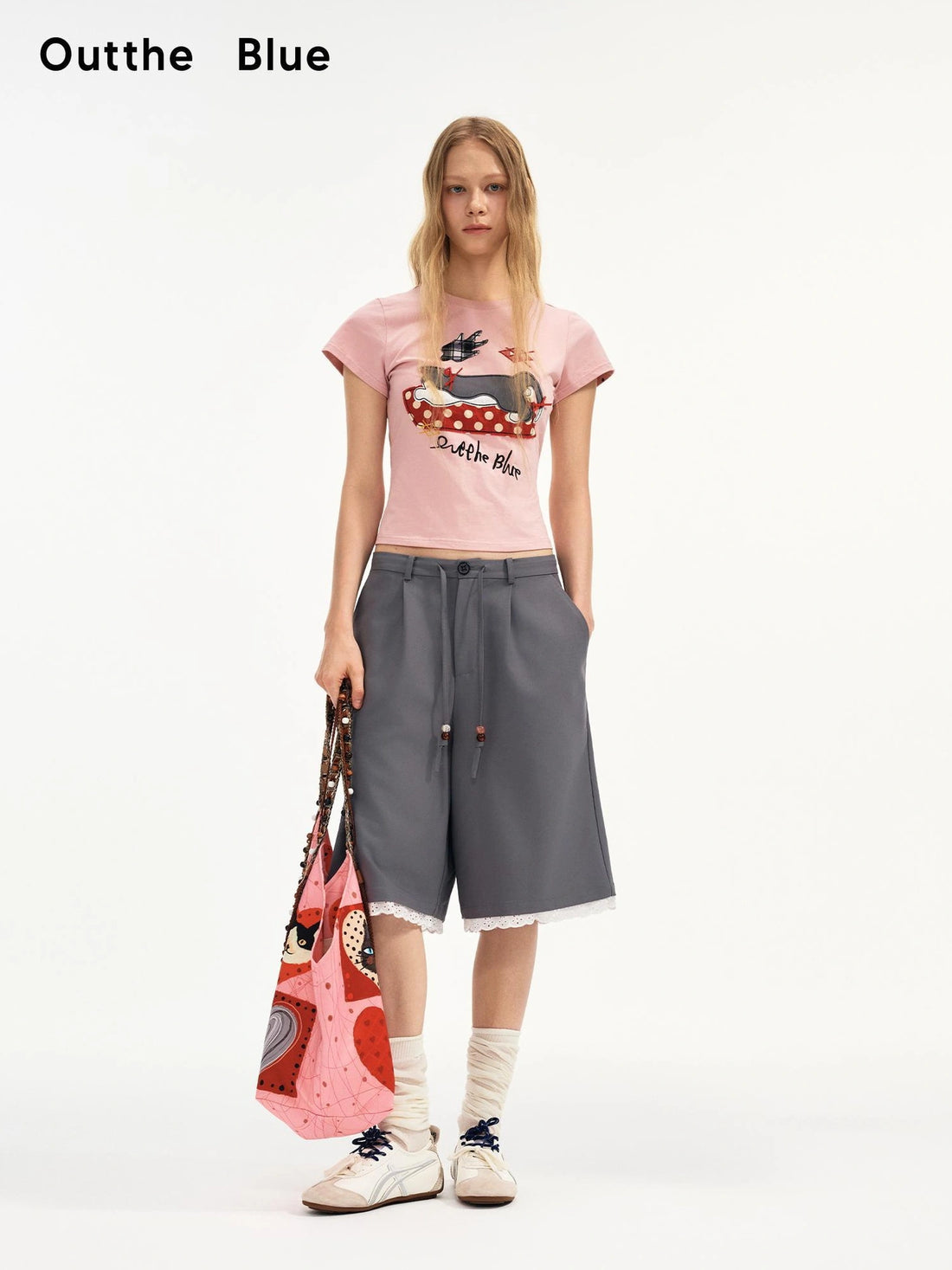 OuttheBlue Straight Leg Shorts With Lace Trim