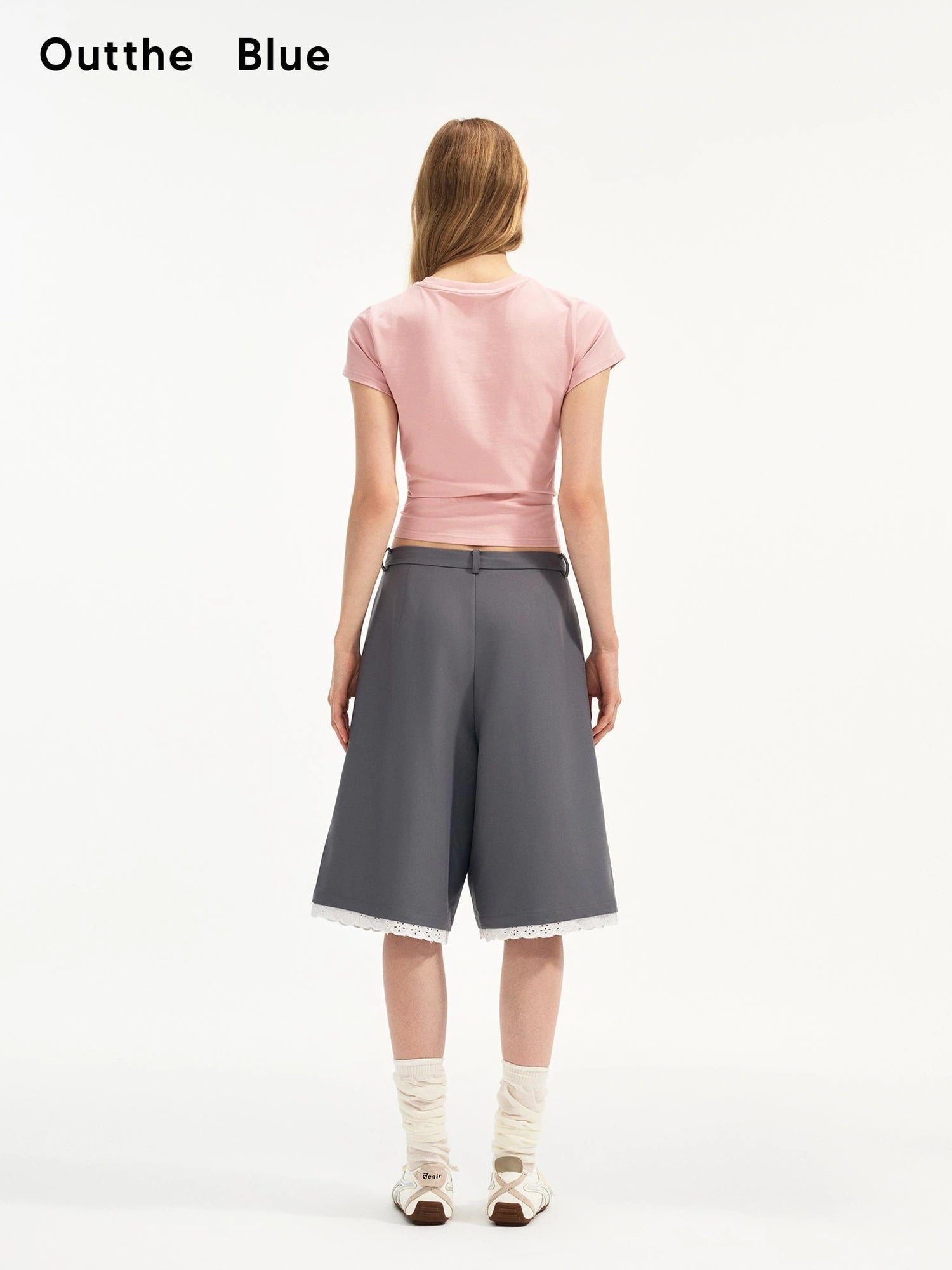 OuttheBlue Straight Leg Shorts With Lace Trim