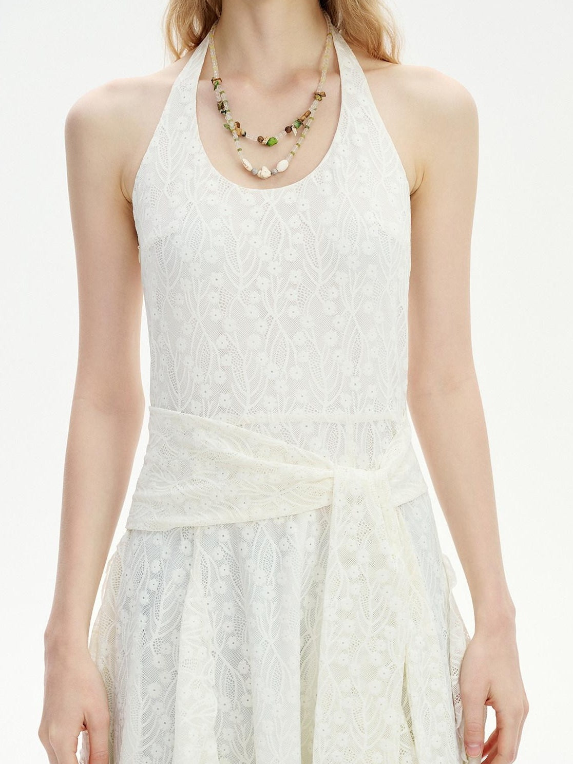 OuttheBlue Stretch Figure Hugging Sleeveless Pearl Ivory Slim Nylon Spandex Midi Dresses