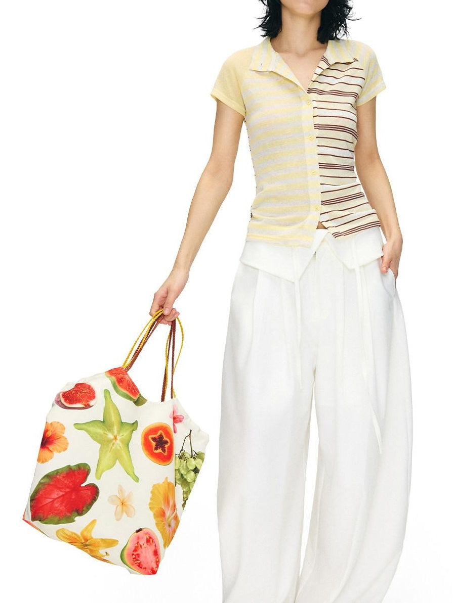 OuttheBlue Stretch Polyester Blend Natural Waist Casual White Women Wide-Leg Pants
