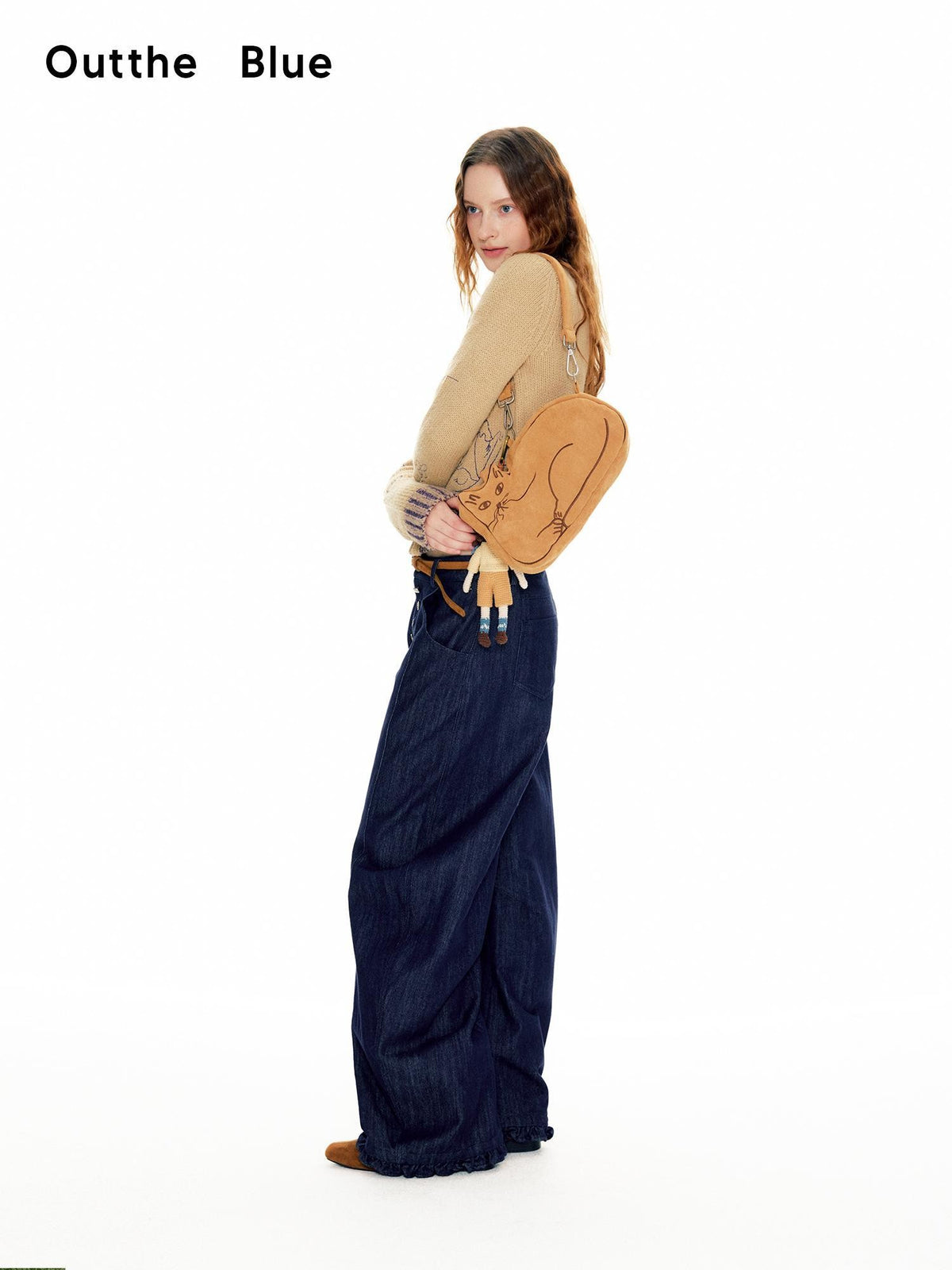 OuttheBlue Suede Cat Embroidery Women&