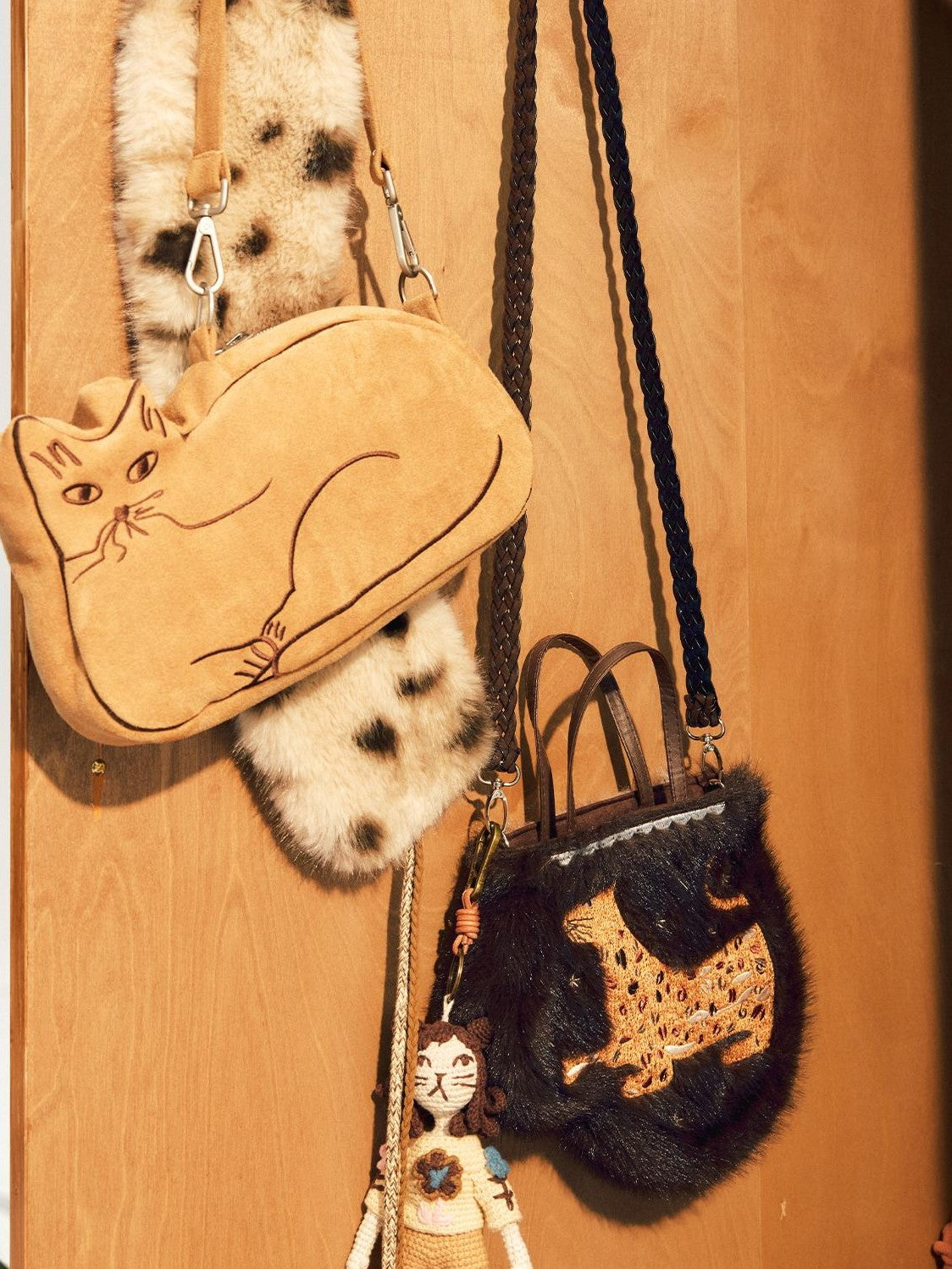 OuttheBlue Suede Cat Embroidery Women&
