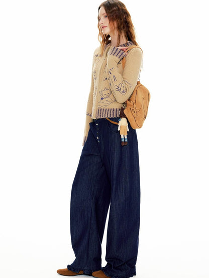 OuttheBlue Suede Cat Embroidery Women&