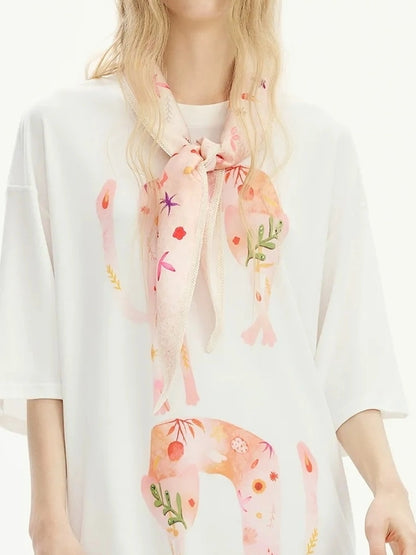 OuttheBlue Summer Blooms Lyocell Relaxed Tee Skirt Set