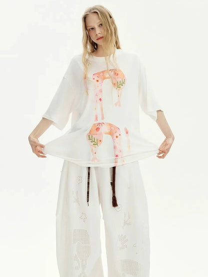 OuttheBlue Summer Blooms Lyocell Relaxed Tee Skirt Set