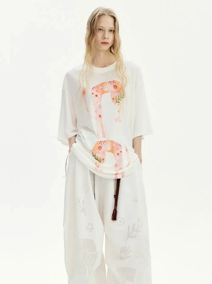 OuttheBlue Summer Blooms Lyocell Relaxed Tee Skirt Set