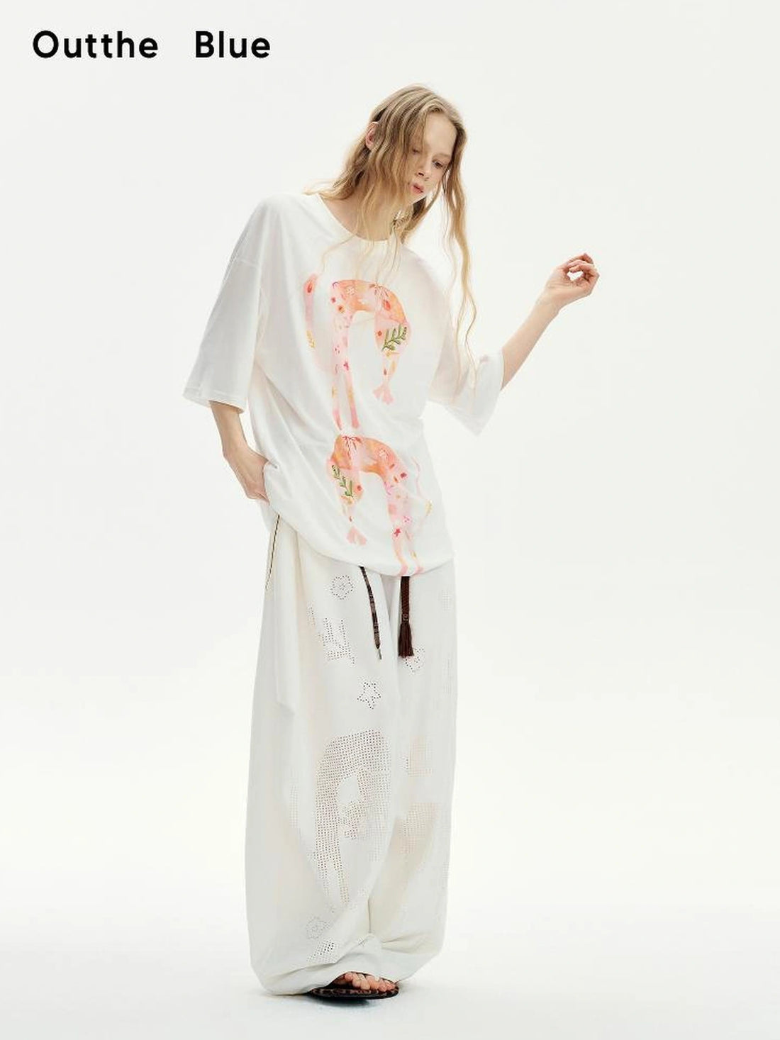 OuttheBlue Summer Blooms Lyocell Relaxed Tee Skirt Set