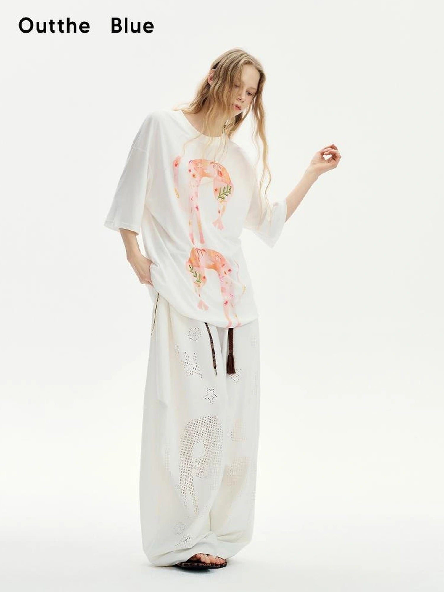 OuttheBlue Summer Blooms Lyocell Relaxed Tee Skirt Set