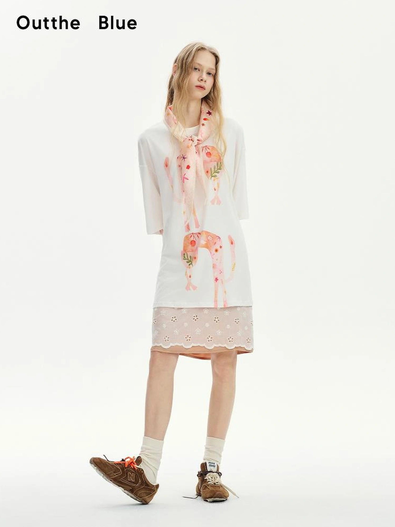 OuttheBlue Summer Blooms Lyocell Relaxed Tee Skirt Set