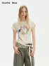 OuttheBlue Summer Leopard Print Round Neck Short Sleeve Tee