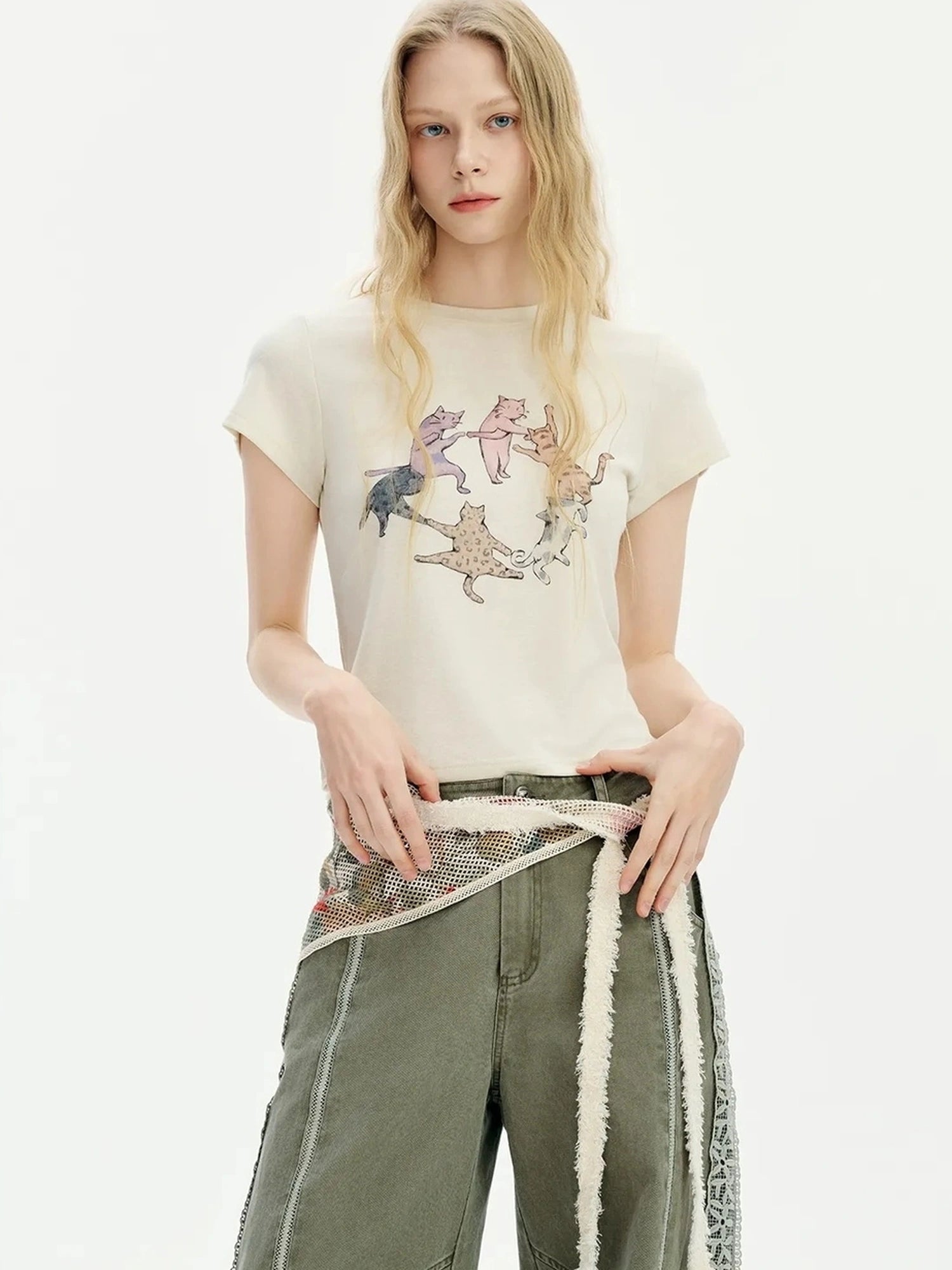 OuttheBlue Summer Leopard Print Round Neck Short Sleeve Tee