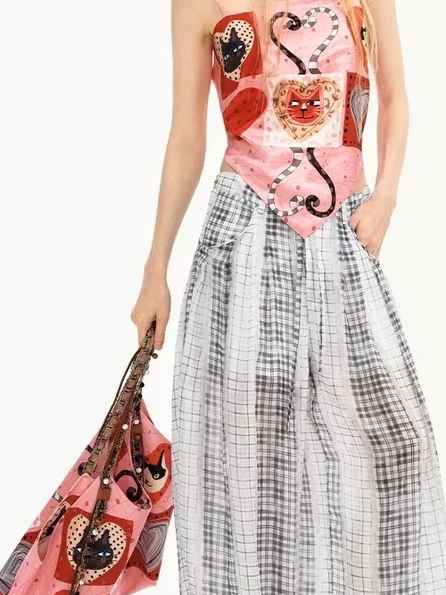 OuttheBlue Summer Print Satin Camisole With Tie