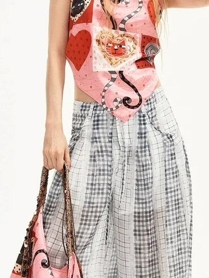 OuttheBlue Summer Print Satin Camisole With Tie