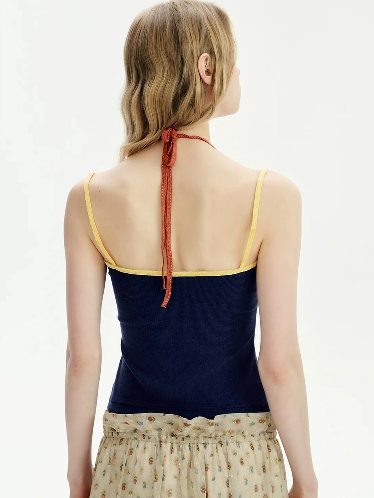 OuttheBlue Summer Two Tone Layered Halter Neck Tank