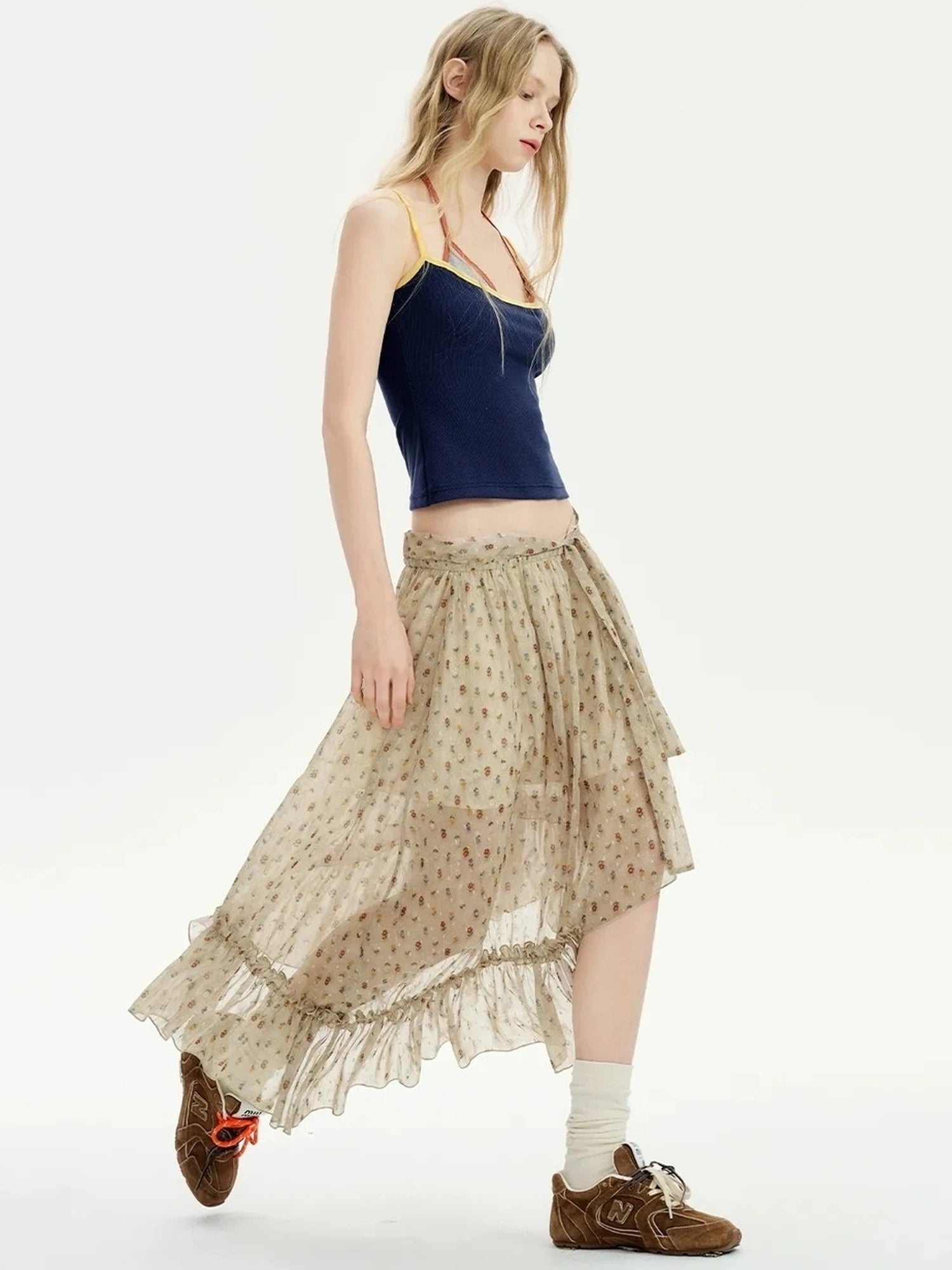 OuttheBlue Summer Two Tone Layered Halter Neck Tank