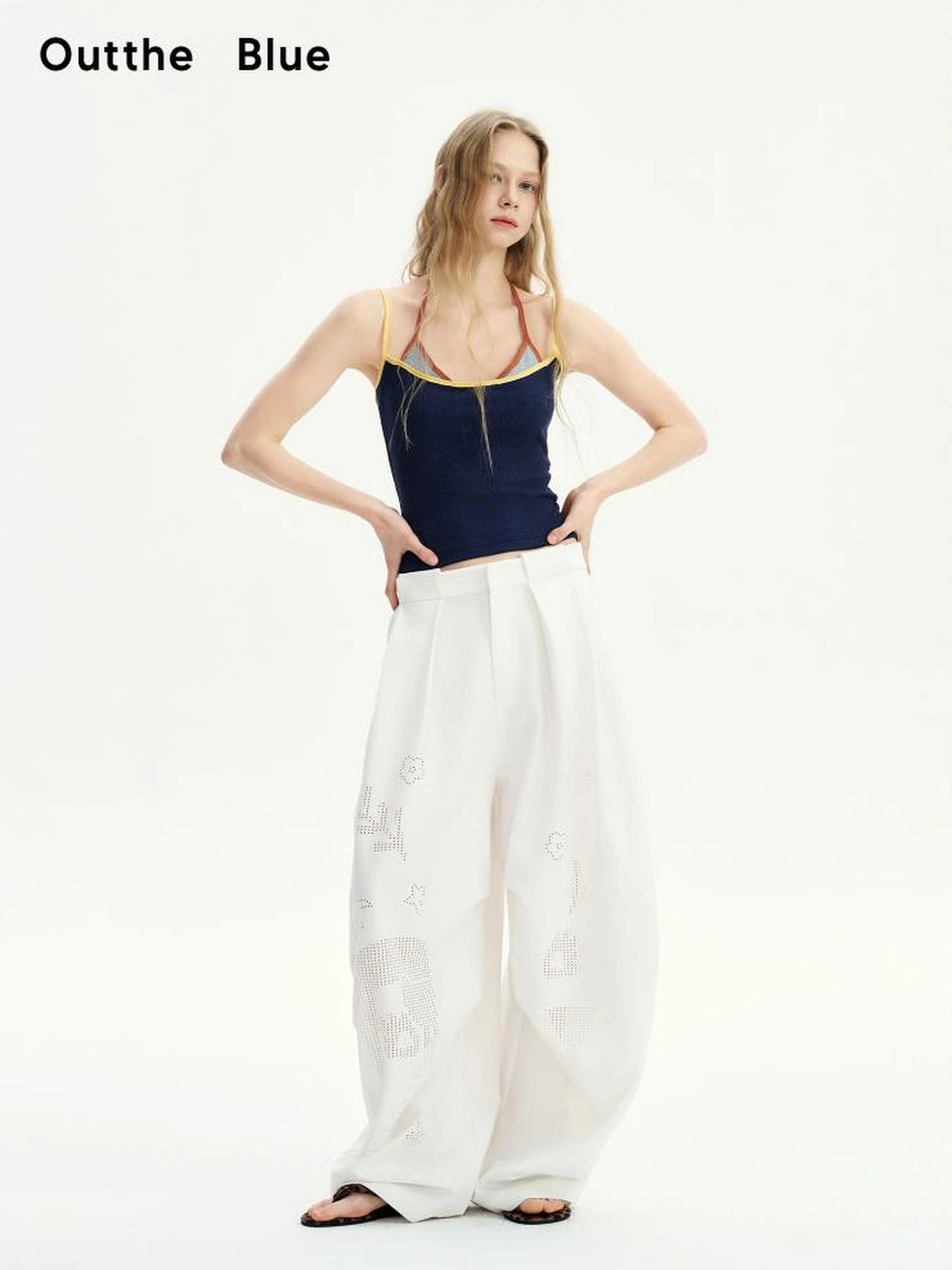 OuttheBlue Summer Two Tone Layered Halter Neck Tank