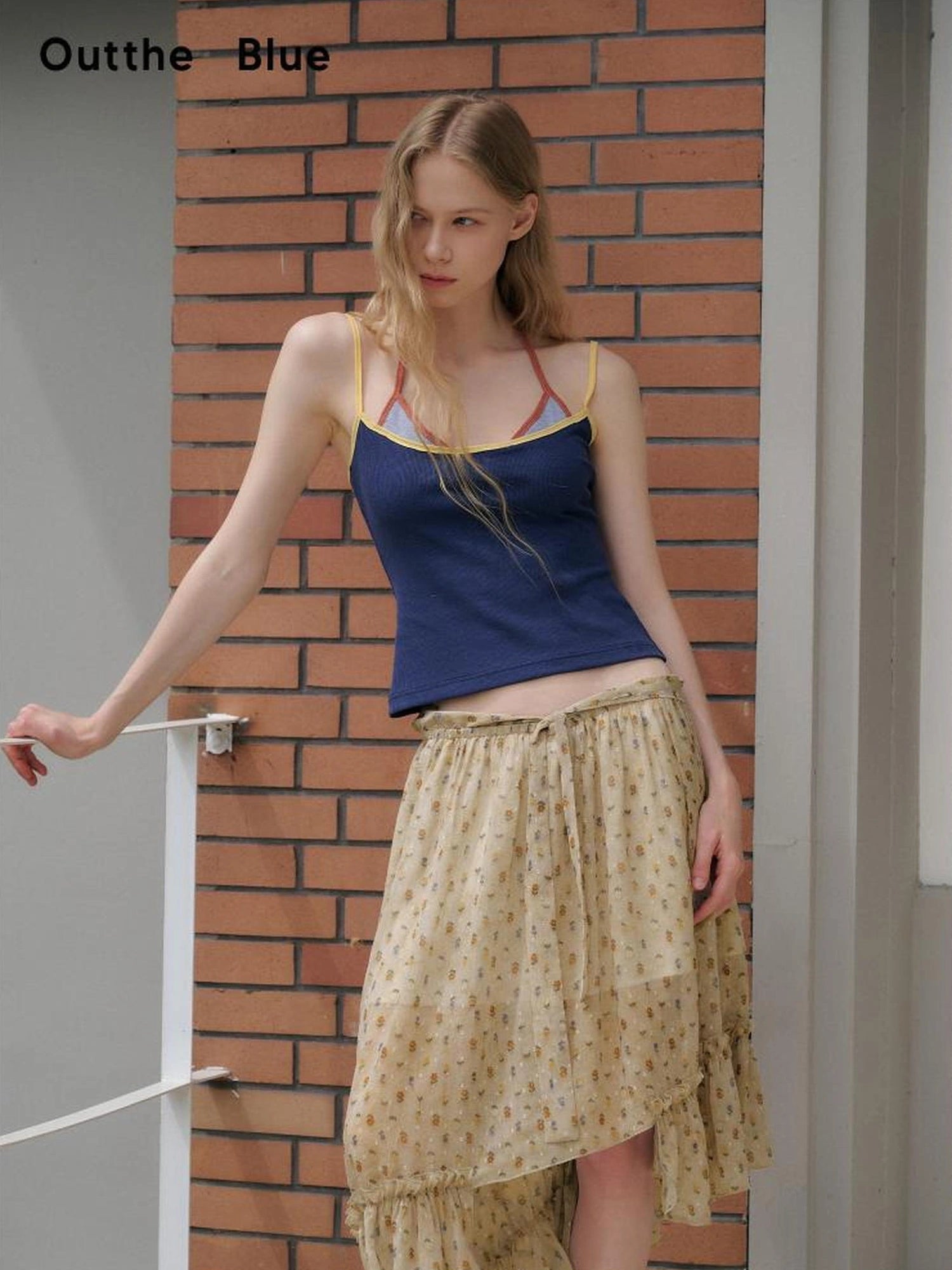 OuttheBlue Summer Two Tone Layered Halter Neck Tank