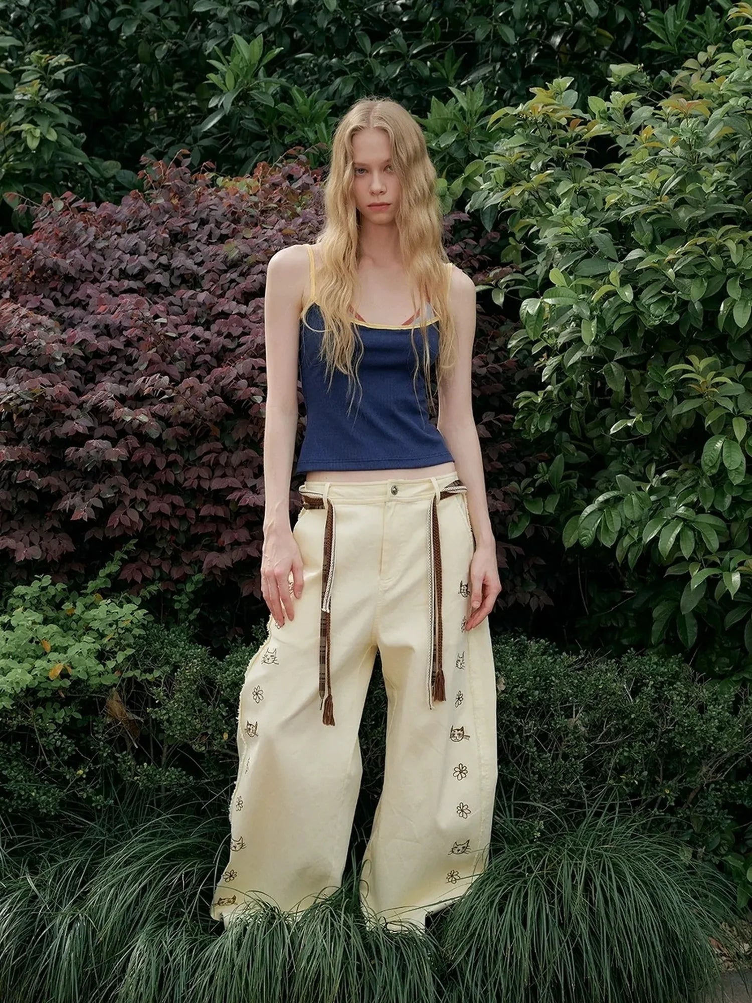 OuttheBlue Summer Two Tone Layered Halter Neck Tank